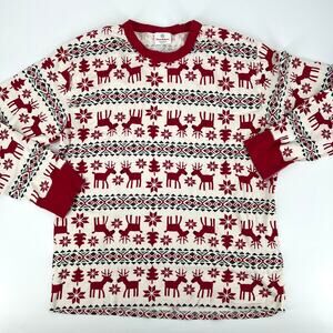 Hanna Andersson Adult Unisex Pajama Long Sleeve Top Reindeer XL 100% Cotton